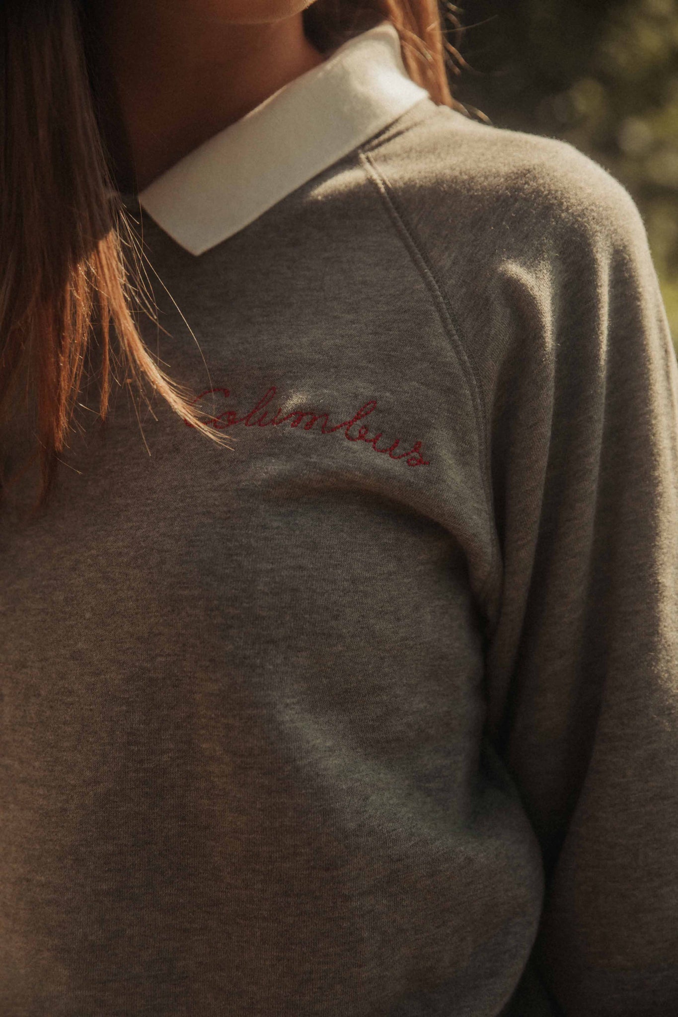 ohio or columbus embroidered sweatshirt, grey