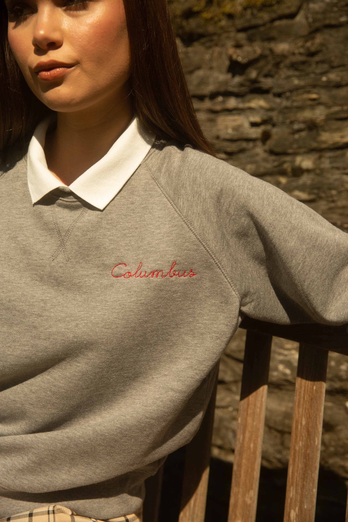 ohio or columbus embroidered sweatshirt, grey